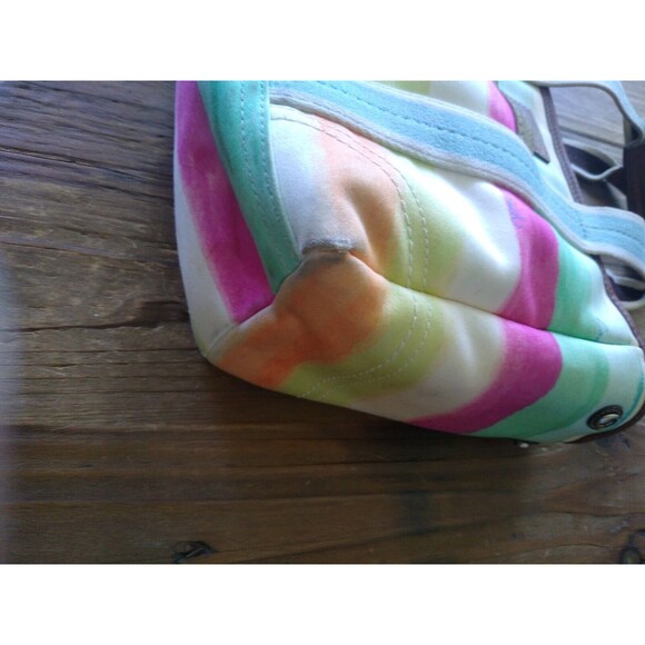 COACH #10025 WATERCOLOR STRIPED SMALL Designer Prepster Classic TOTE EUC 80s 90s - Picture 3 of 7